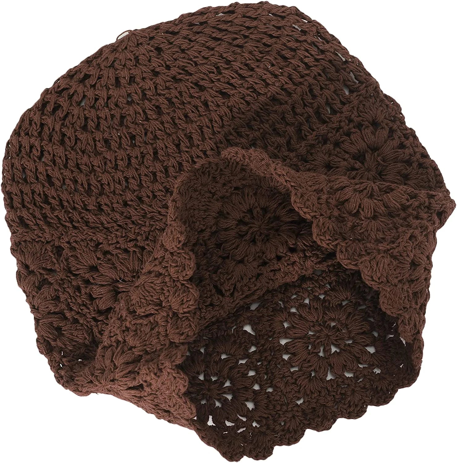 Women Cotton Crochet Slouchy Beanie Hat Handmade Knit Cutout Summer Floral Skull Cap