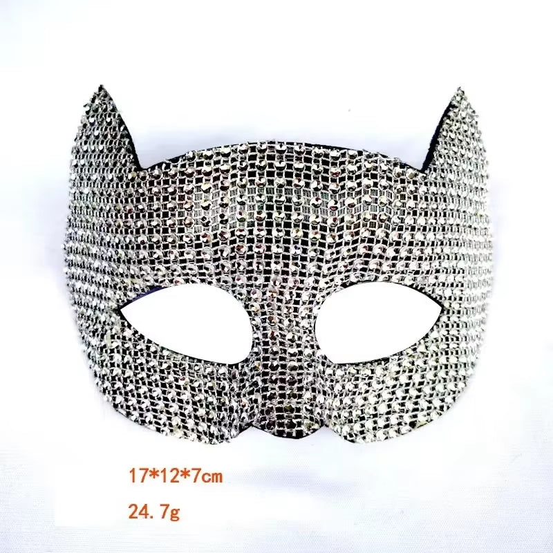 Cat Girls Diamond Mask Gloves Set Sexy Face Cover Cosplay Party Dressing Prop Accessories Cats Woman Costume Masquerade Gloves