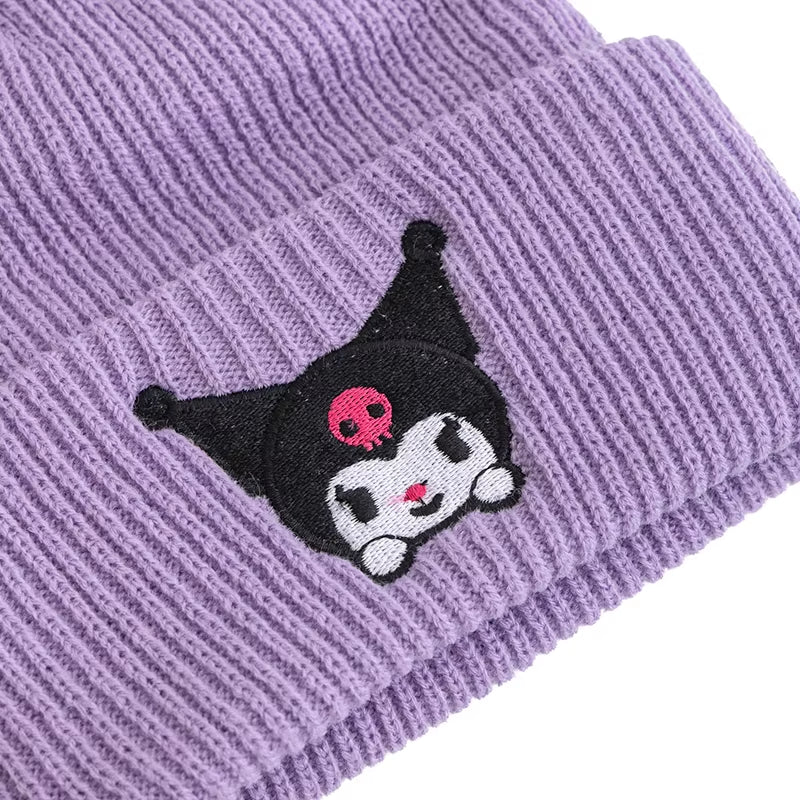 Hot Sale Saniro Hello Kitty Beanie Hat Women Cute Cartoon Cinnamoroll Melody Kuromi Winter Knitted Cap