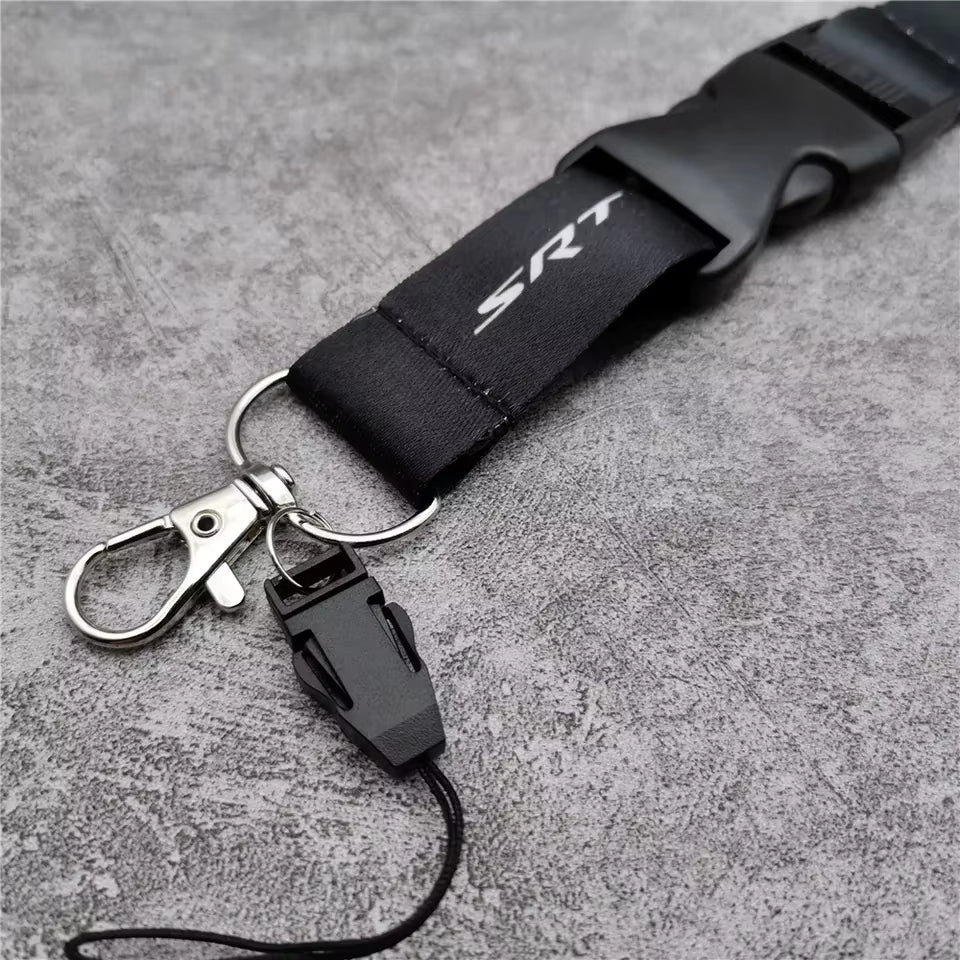 Neck Straps Black Lanyard Key Cell Phone Work ID Card Hanging Rope JDM Style Creative SRT Auto Keyrings Accessories Car Keychain