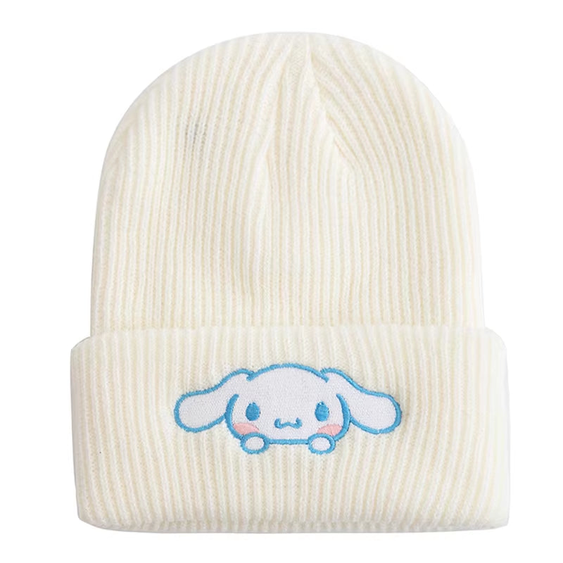 Hot Sale Saniro Hello Kitty Beanie Hat Women Cute Cartoon Cinnamoroll Melody Kuromi Winter Knitted Cap