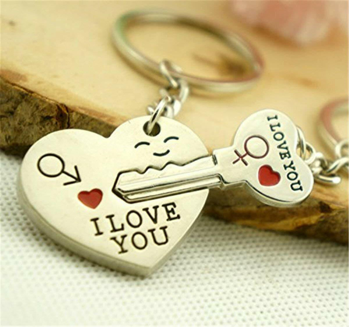 Romantic Couple Keychain Set - Heart Keyring, Valentine'S Day Gift, Love Keyfob