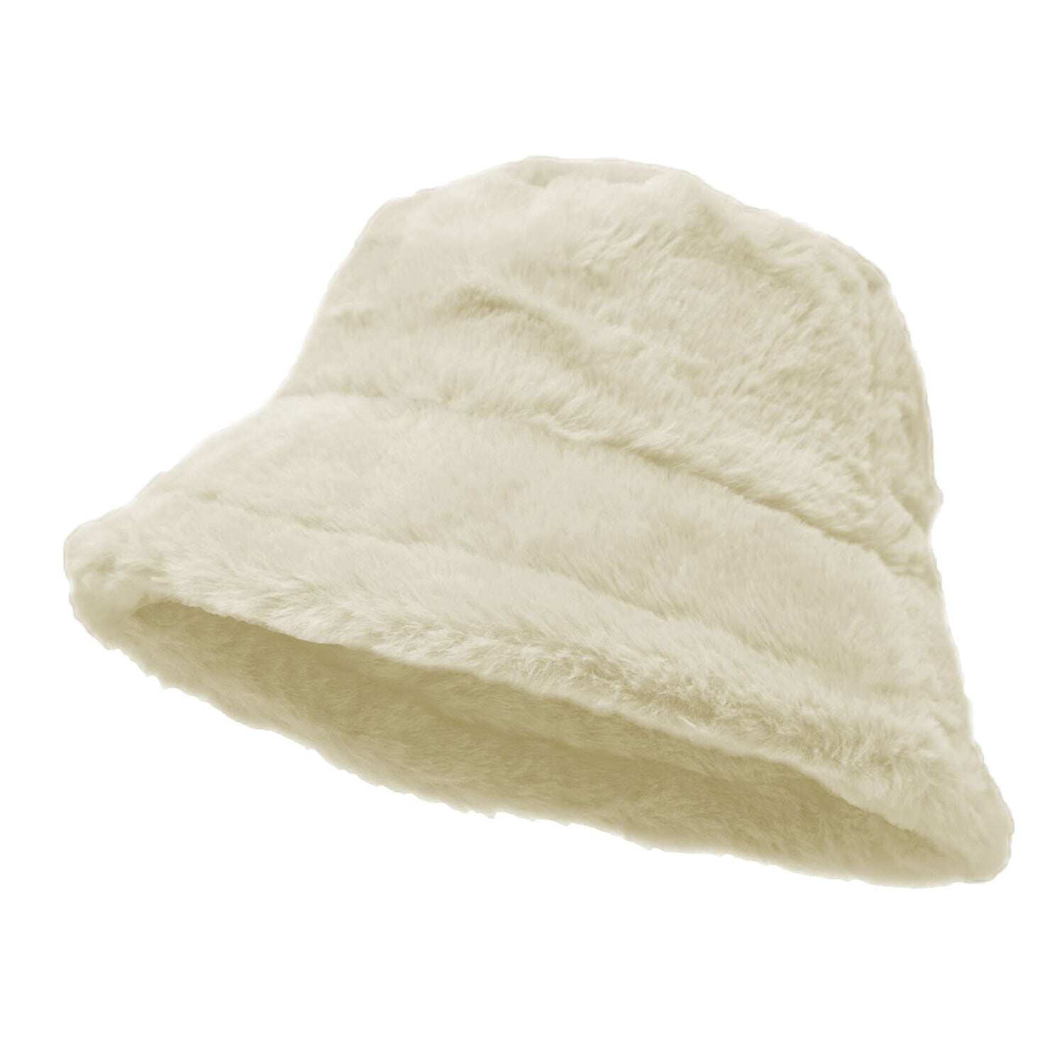 Women'S Winter Plush Fluffy Bucket Hat Warm Faux Fur Lining Cozy Wide Brim Cap