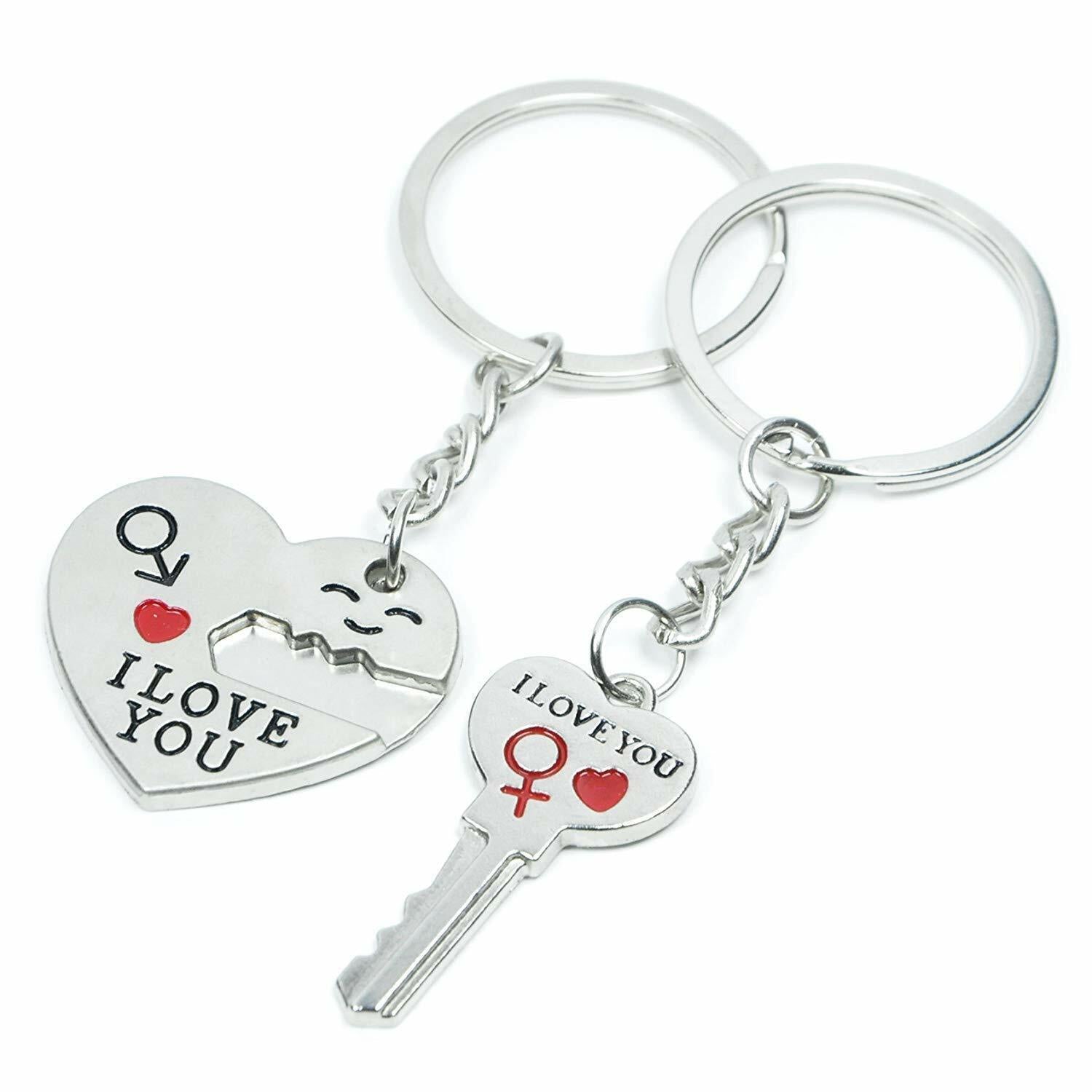 Romantic Couple Keychain Set - Heart Keyring, Valentine'S Day Gift, Love Keyfob