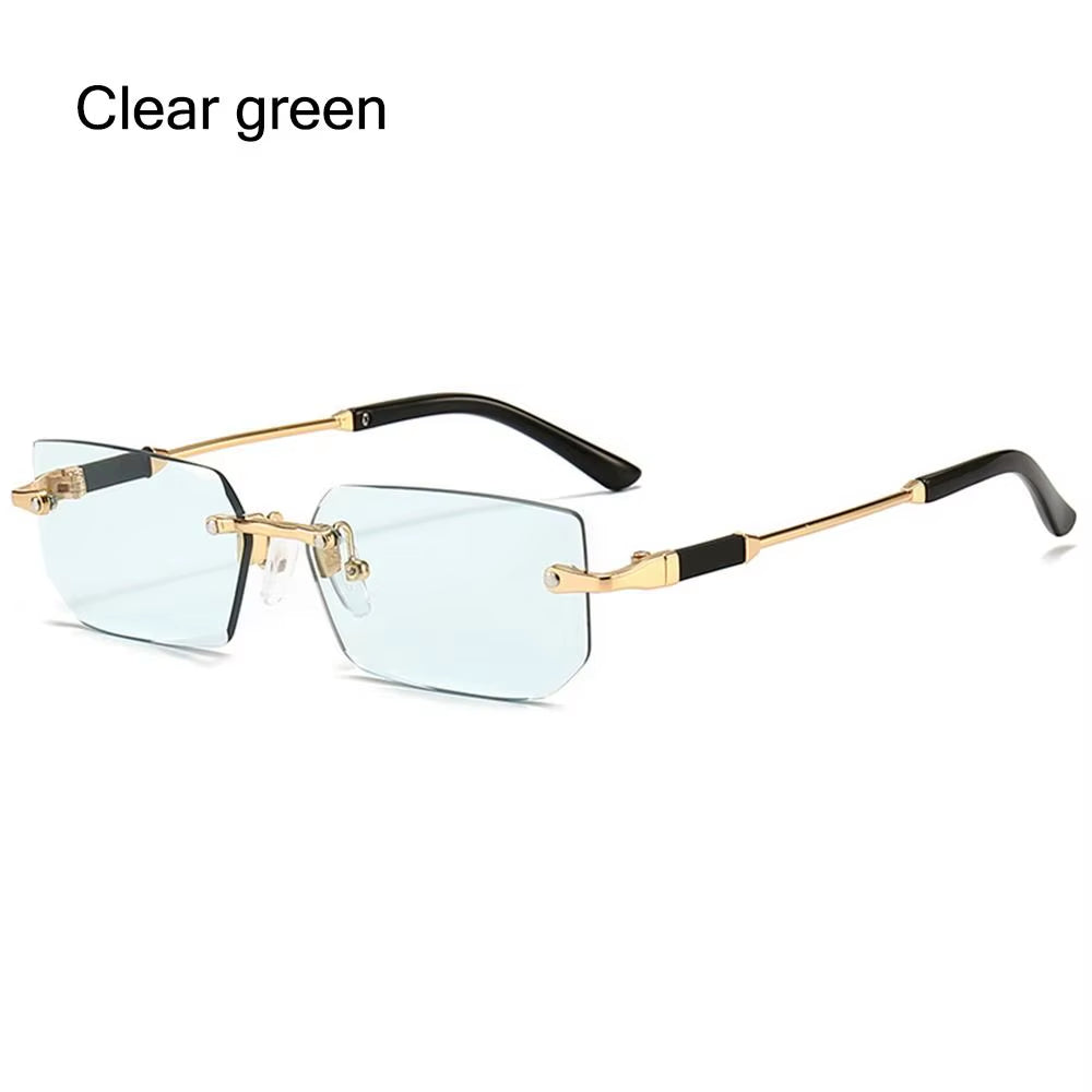 Trendy Rimless Sunglasses for Women Men Rectangle Fashion Shades Small Square UV400 Sun Glasses for Female Male Traveling Oculos