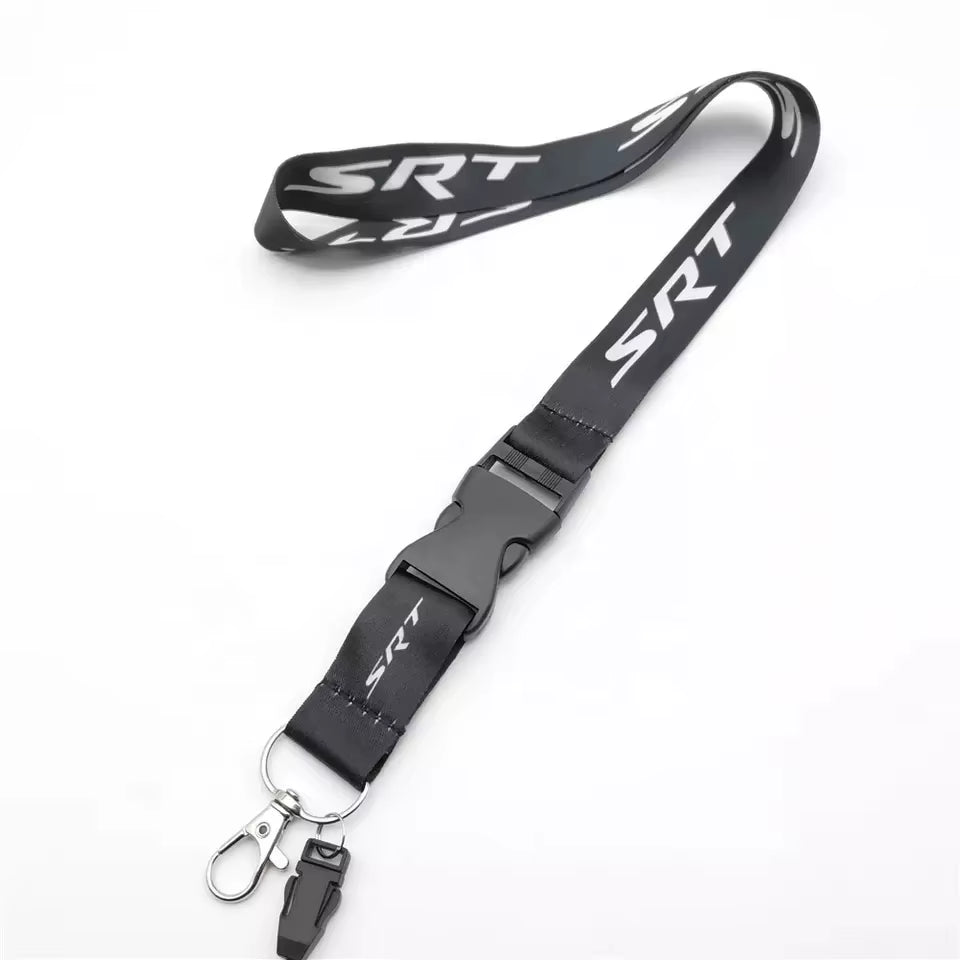 Neck Straps Black Lanyard Key Cell Phone Work ID Card Hanging Rope JDM Style Creative SRT Auto Keyrings Accessories Car Keychain