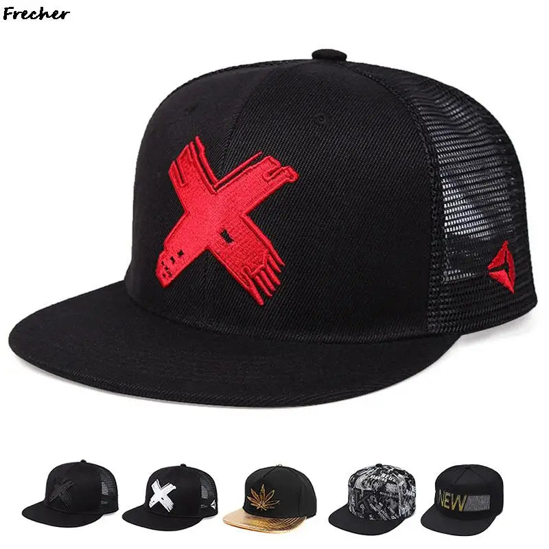 Summer Men'S Fashion Mesh Cap Trendy Baseball Cap Rubber Letter Hip Hop Cap Rebound Cap Flat Brim Cap Wild Hip Hop Tide Cap