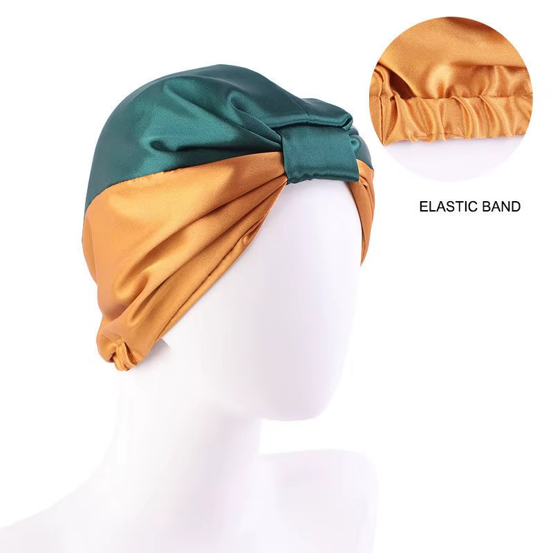 Fashion Muslim Silk Turban for Hair Women Wrap Head Caps Lady Sleeping Hat Female Hairloss Chemo India Hat Satin Turbante Mujer