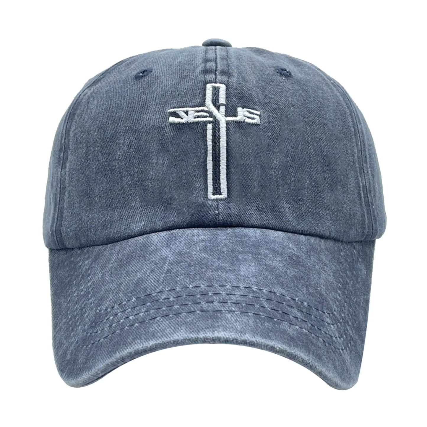 Embroidered Christian Jesus Cross Hat for Men Women, Vintage Washed Dad Hats Adjustable Baseball Cap