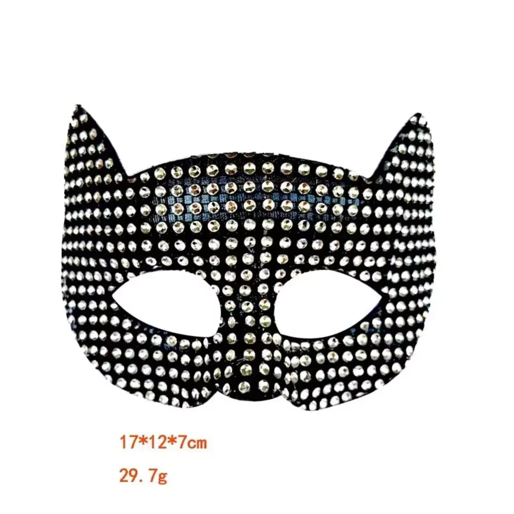 Cat Girls Diamond Mask Gloves Set Sexy Face Cover Cosplay Party Dressing Prop Accessories Cats Woman Costume Masquerade Gloves