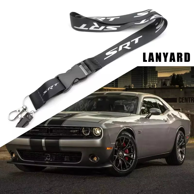 Neck Straps Black Lanyard Key Cell Phone Work ID Card Hanging Rope JDM Style Creative SRT Auto Keyrings Accessories Car Keychain