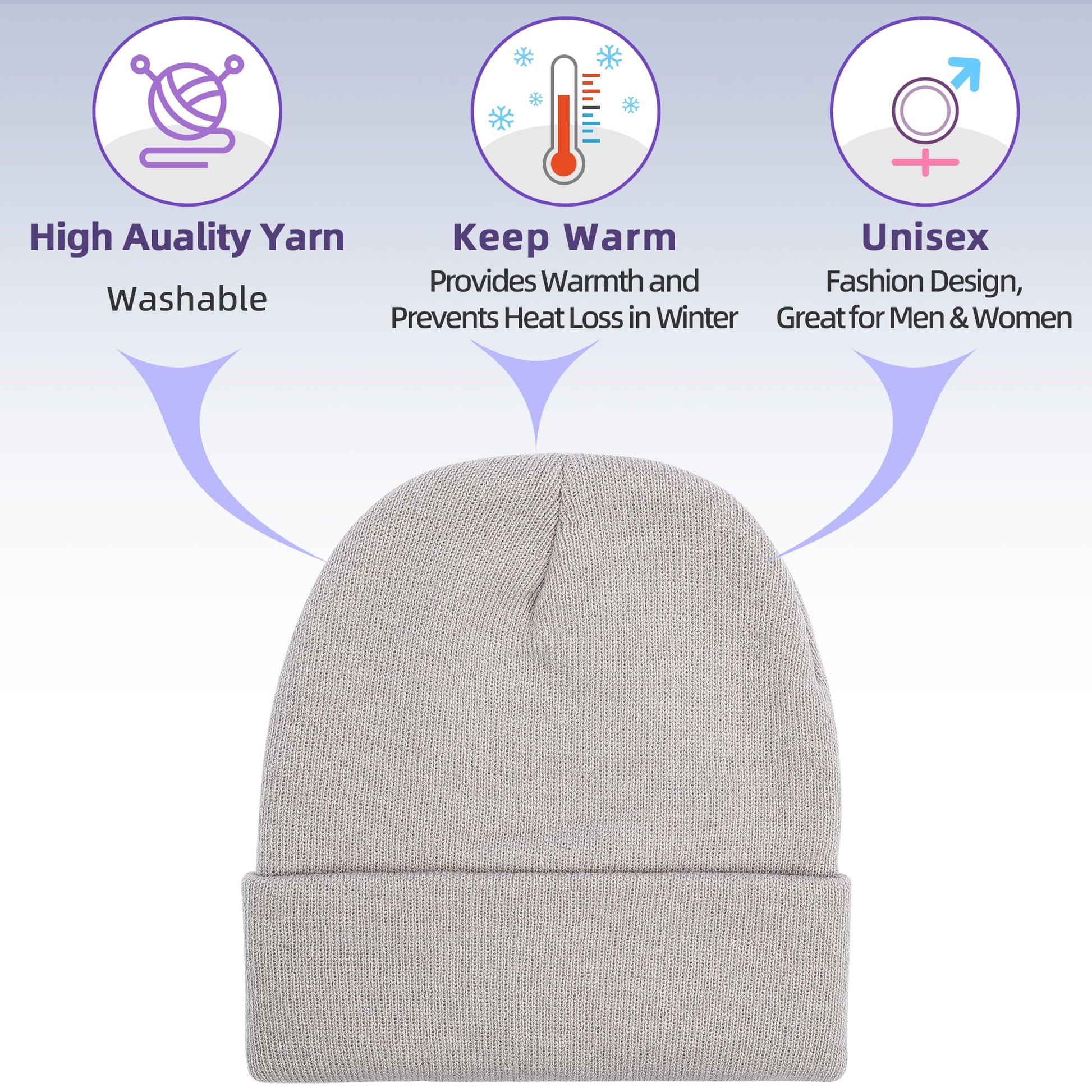 Beanie Hats for Men and Women Unisex Beanies 100% Acrylic Thick Quality - Beige