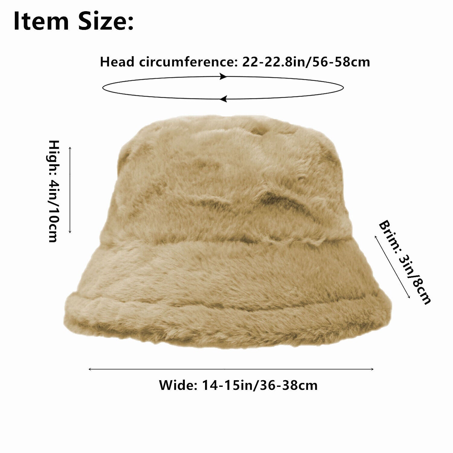 Women'S Winter Plush Fluffy Bucket Hat Warm Faux Fur Lining Cozy Wide Brim Cap