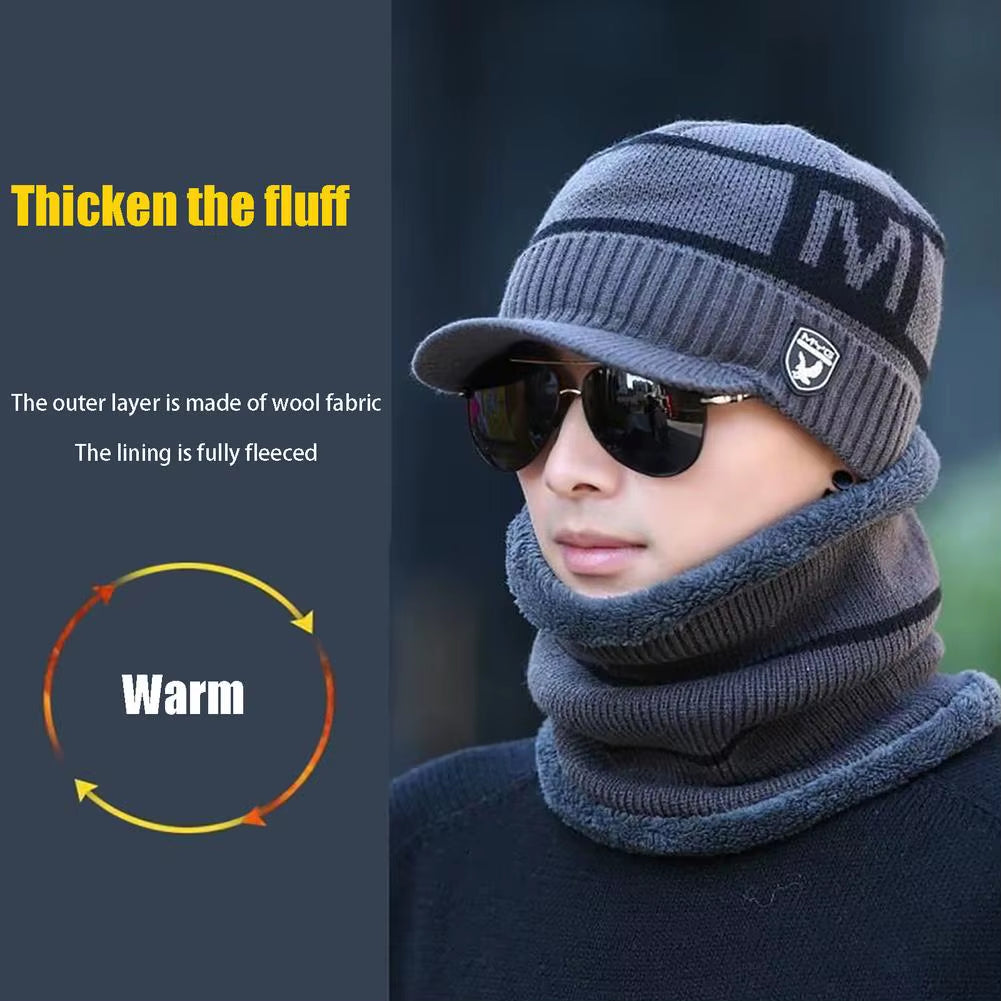 Electric Heated Hat Scarf Set USB Warm Hat Neck Warmer Cap Rechargeable Heated Knitting Beanie for Outdoor Mountaineering