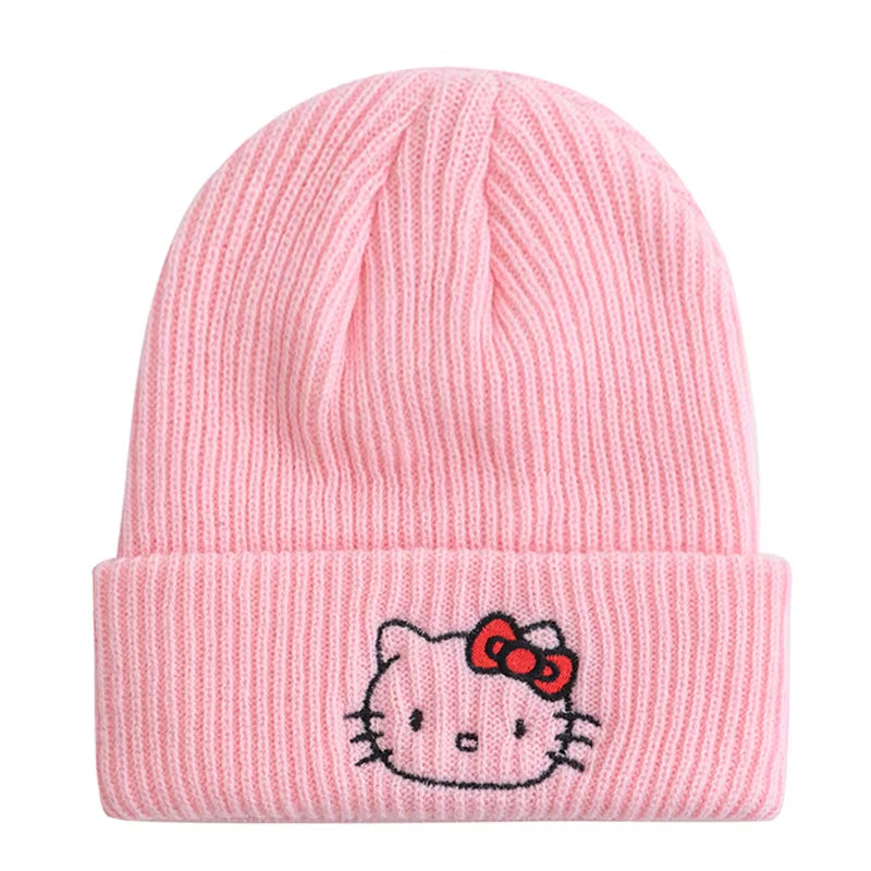 Hot Sale Saniro Hello Kitty Beanie Hat Women Cute Cartoon Cinnamoroll Melody Kuromi Winter Knitted Cap