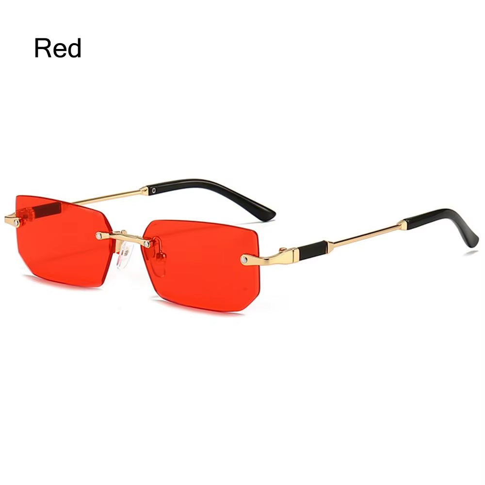 Trendy Rimless Sunglasses for Women Men Rectangle Fashion Shades Small Square UV400 Sun Glasses for Female Male Traveling Oculos