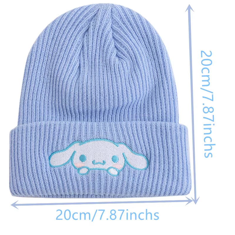 Hot Sale Saniro Hello Kitty Beanie Hat Women Cute Cartoon Cinnamoroll Melody Kuromi Winter Knitted Cap