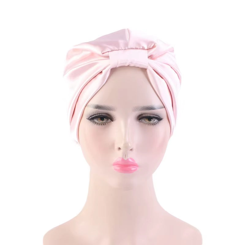 Fashion Muslim Silk Turban for Hair Women Wrap Head Caps Lady Sleeping Hat Female Hairloss Chemo India Hat Satin Turbante Mujer