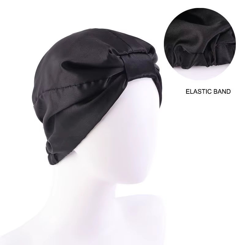 Fashion Muslim Silk Turban for Hair Women Wrap Head Caps Lady Sleeping Hat Female Hairloss Chemo India Hat Satin Turbante Mujer