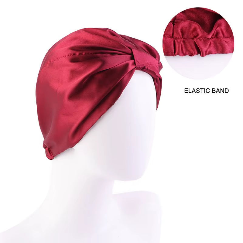 Fashion Muslim Silk Turban for Hair Women Wrap Head Caps Lady Sleeping Hat Female Hairloss Chemo India Hat Satin Turbante Mujer