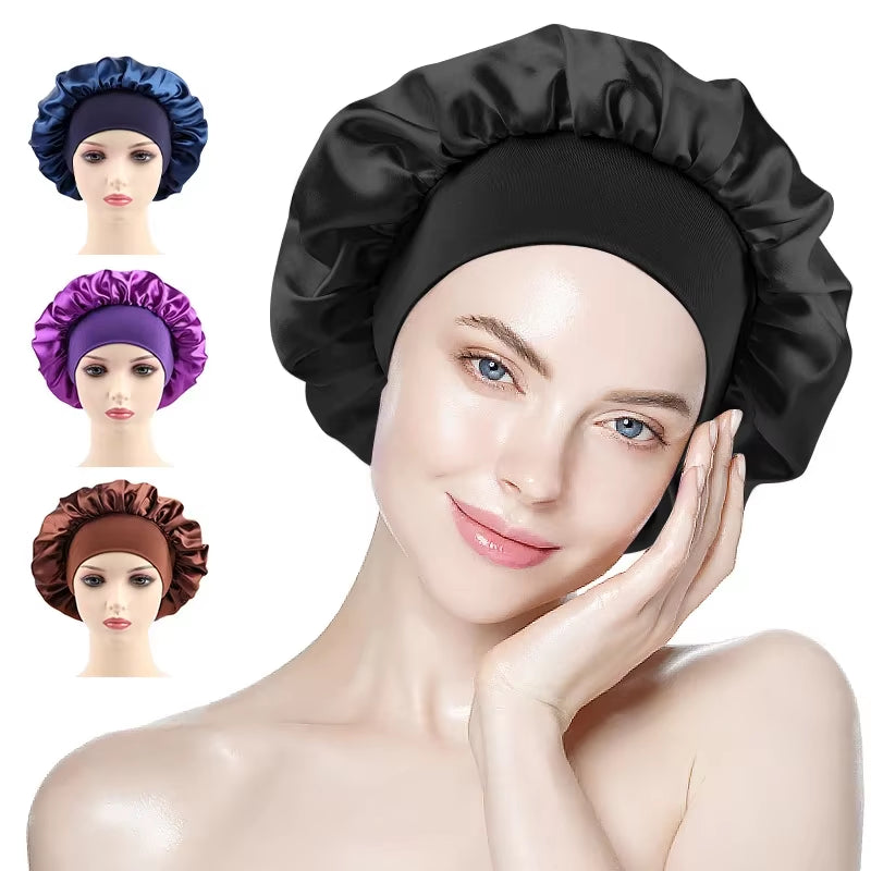 Women Bonnet Satin Sleeping Hat Hair Night Sleep Cap Head Cover Bonnets Shower Caps for Bath and Sauna Bathing Bonnet De Nuit