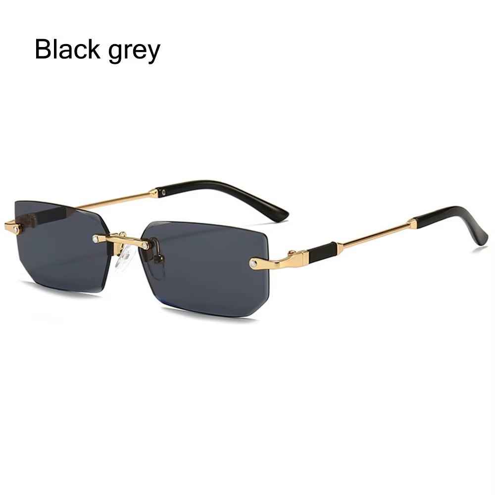 Trendy Rimless Sunglasses for Women Men Rectangle Fashion Shades Small Square UV400 Sun Glasses for Female Male Traveling Oculos